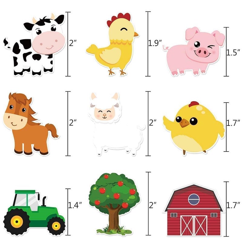WERNNSAI 36 PCS Farm Cupcake Toppers - Farm Animal Birthday Decorations Animal Cake Toppers Picks Barnyard Party Decorations for Kids Baby Shower Birthday Tractor Theme Party Supplies - Image 5